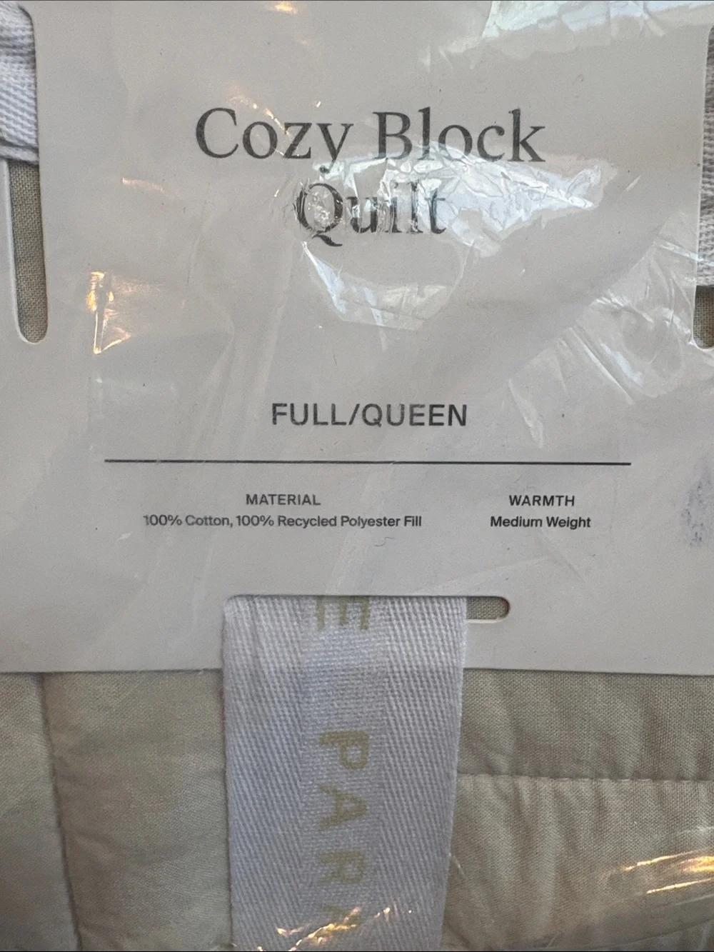 Parachute for Target Cozy Block Quilt Full/Queen Cream/Oatmeal NEW